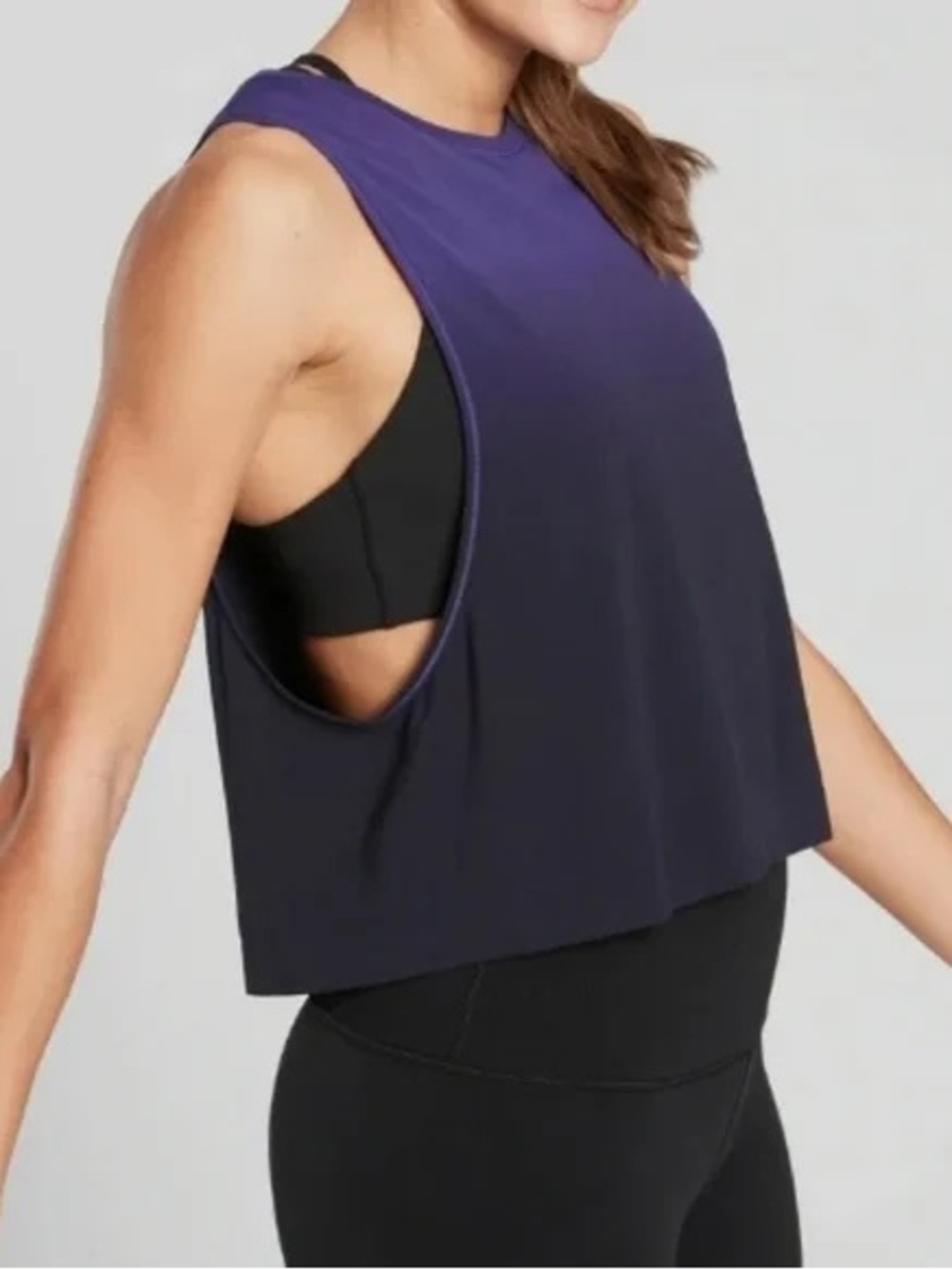 ATHLETA Mineral Wash Crop Tank in Purple Ombre Size XS